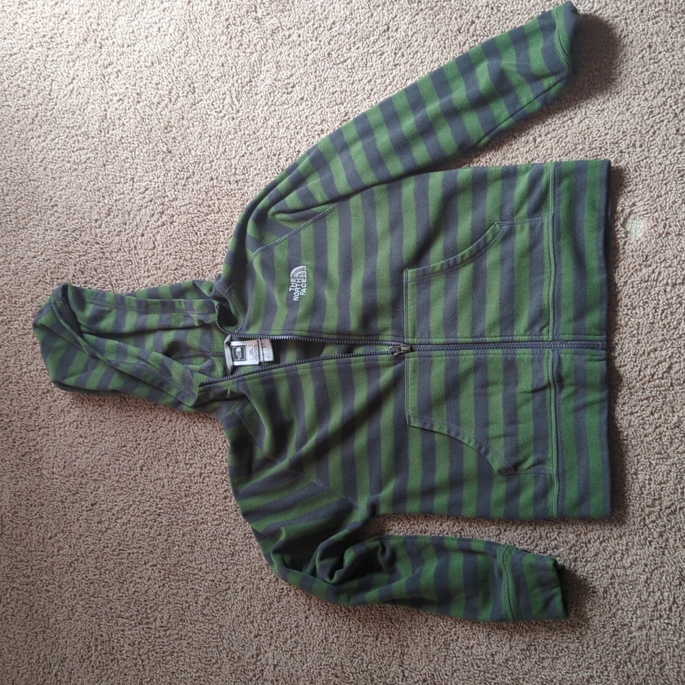 Boys North face fleece zip up jacket size medium 1012 gray green